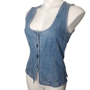 Vintage J. Jill Out of the Blue Denim & Lace Vest Bohemian, Western Size 4